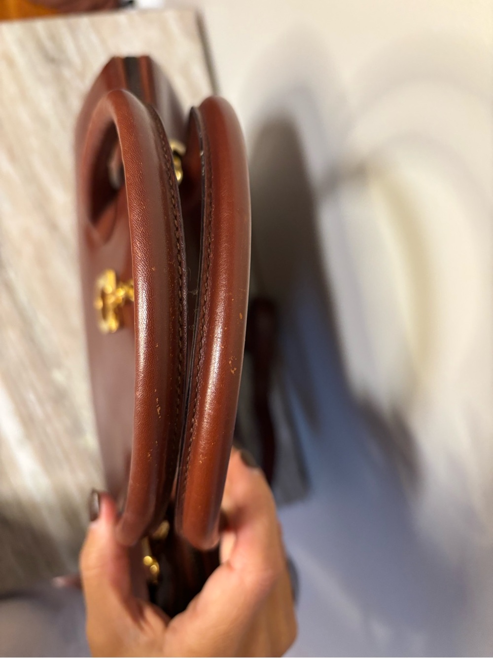Vintage Salvatore Ferragamo Brown Leather Gancini Dome Satchel Crossbody Bag - Picture 15 of 15